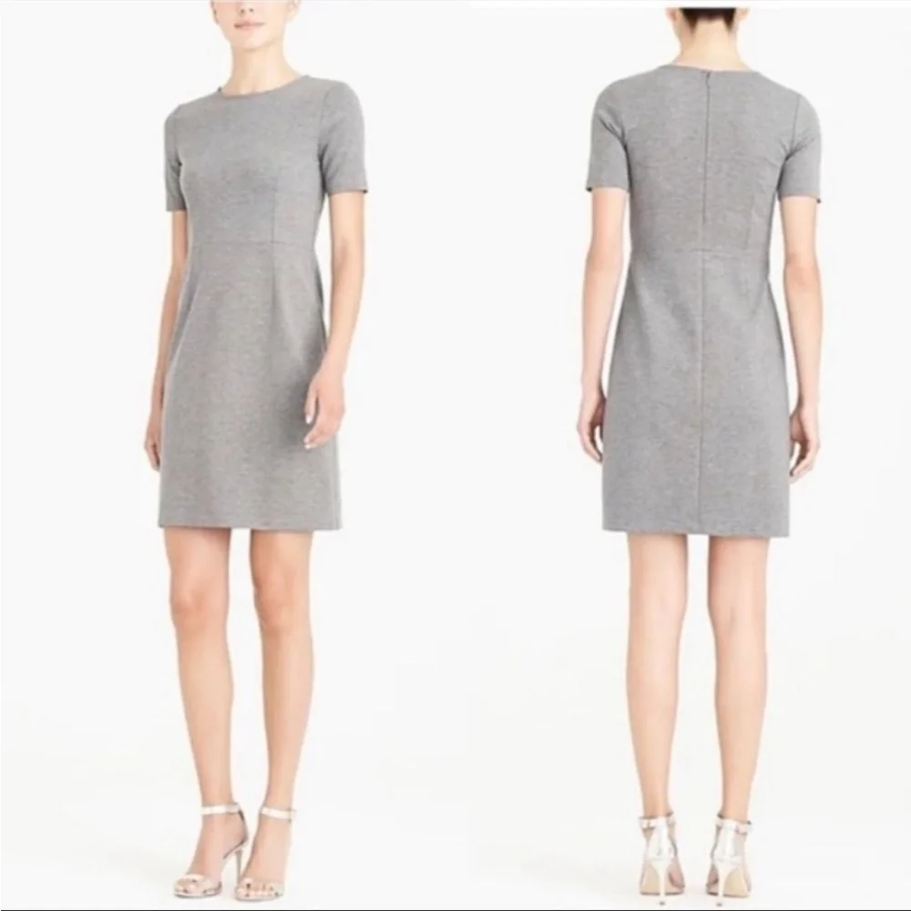 J Crew Mercantile Ponte Gray Pencil‎ Mini Dress Size 0 Neutral Solid Workwear